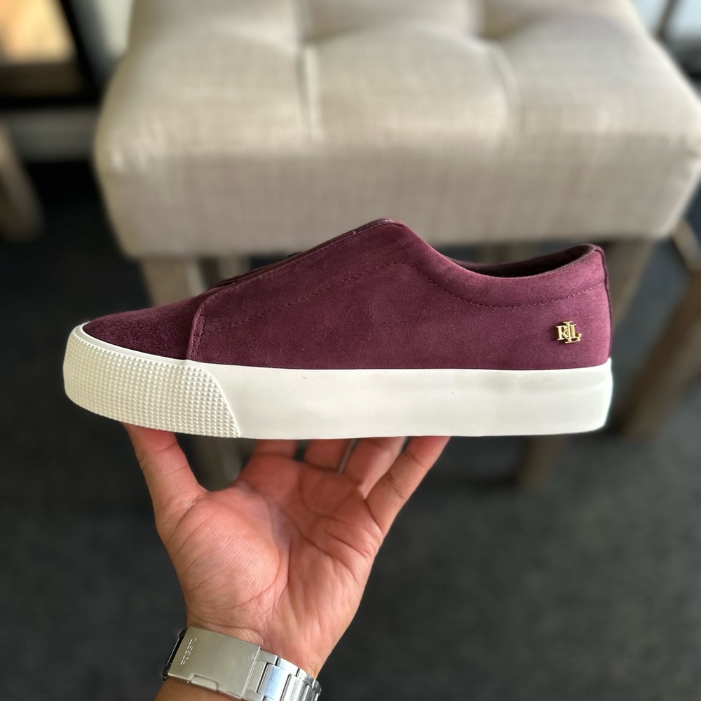 Ralph Lauren Women's Burgundy Slip-On Sneakers